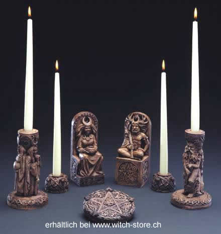 Altarset Göttin und Gott, Holzdesign, 7-teilig