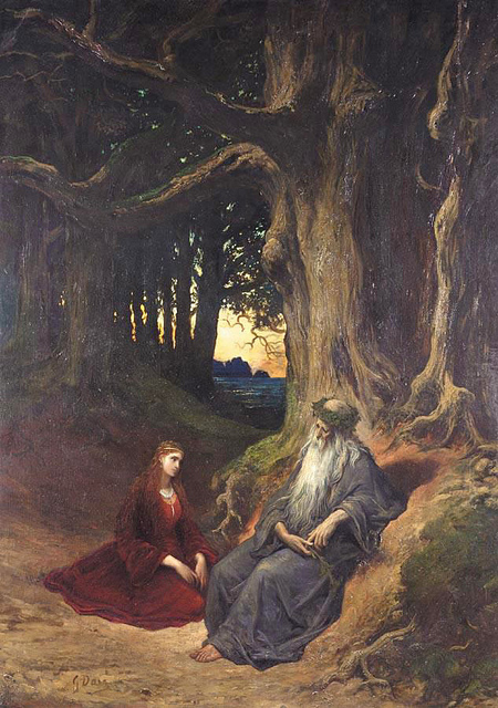 Gustave Doré Merlin und Viviane se reposent